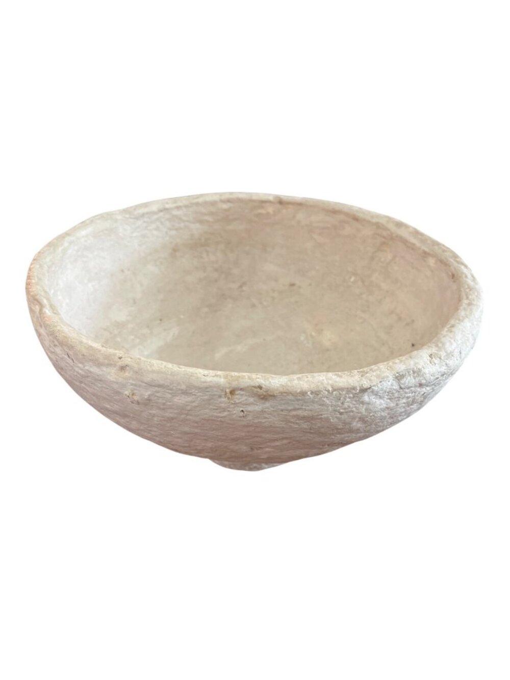 Vtg Paper Mache Footed Bowl  Handmade Rustic Off White Decorative Piece Catch Al - Picture 2 of 7